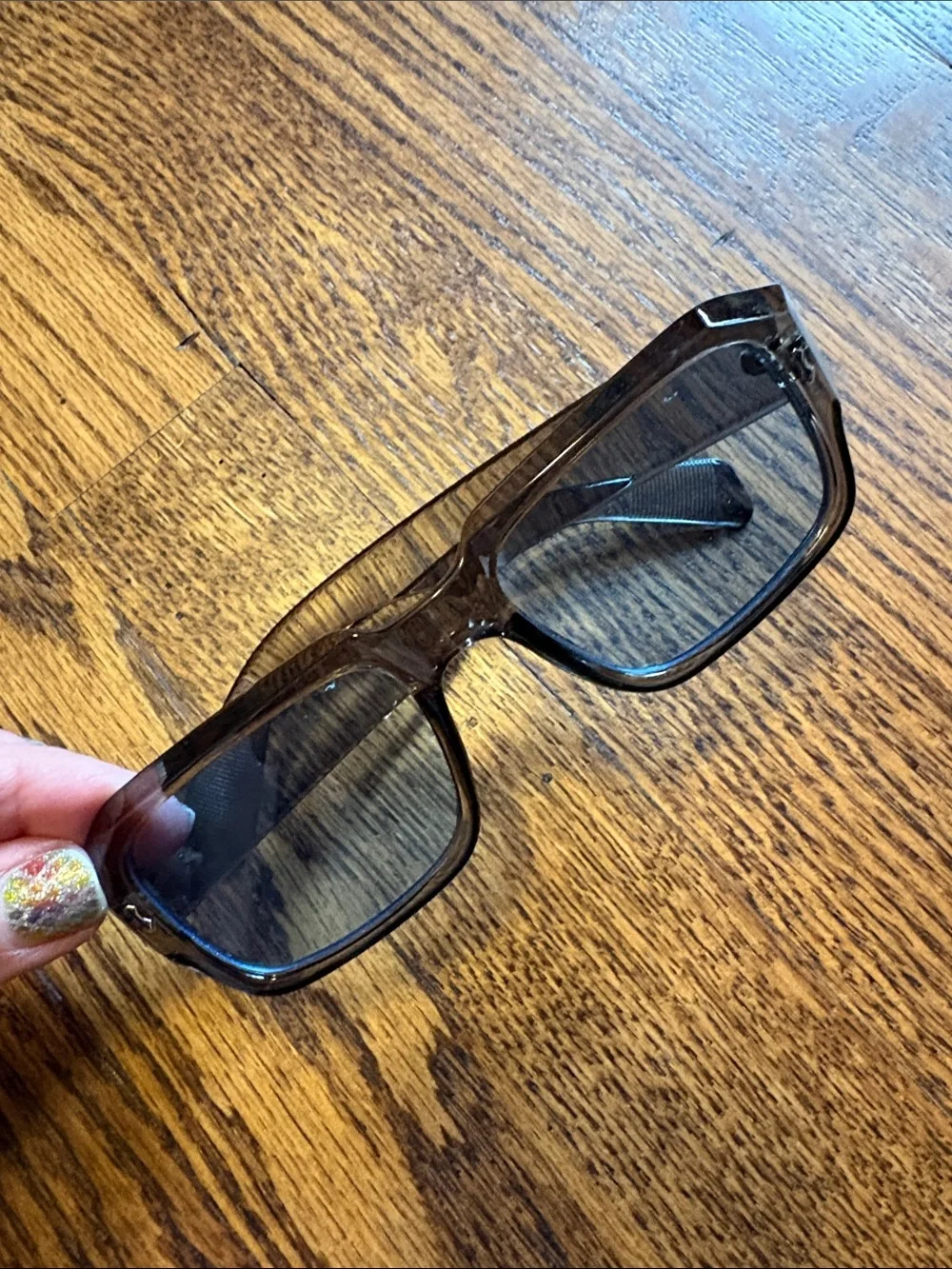 Smoky Black with Bluish Lenses Rectangular Sunglasses